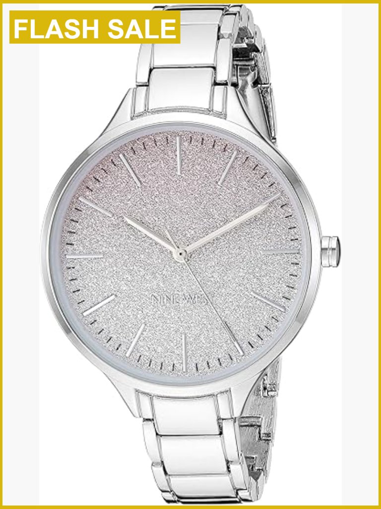 Womens Bracelet Watch With Glitter Ombre Dial And Crystal Accents